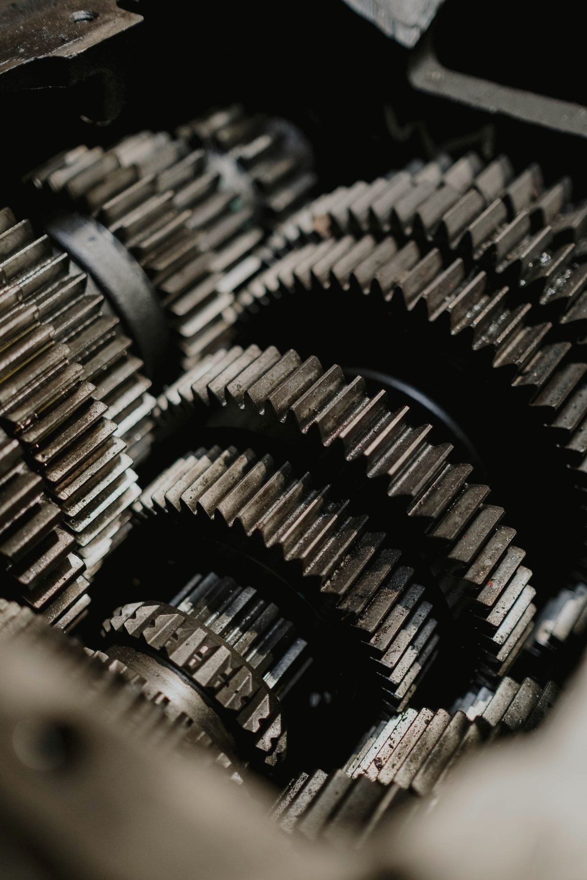 Close view of a stack of transmission gears